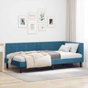vidaXL Hörn Sängram med huvudgavel Blå 90 cm x 200 cm Sammet