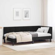 vidaXL Hörn Sängram med huvudgavel Svart 90 cm x 200 cm Sammet