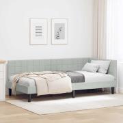 vidaXL Hörn Sängram med huvudgavel Ljusgrå 100 cm x 200 cm Sammet