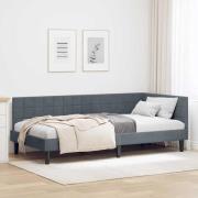 vidaXL Hörn Sängram med huvudgavel Mörkgrå 100 cm x 200 cm Sammet