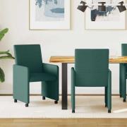 vidaXL Matstolar med hjul 2 pcs Mörkgrön 57 x 66 x 94 cm tyg