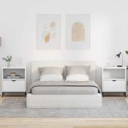 vidaXL Nattduksbord med låda 2 pcs Vit 49 x 36 x 61 cm Konstruerat trä