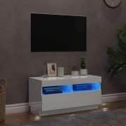 vidaXL TV-bänk med LED-belysning vit högglans 80x35x40 cm