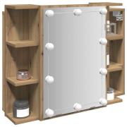 vidaXL Spegelskåp med LED Artisan Ek 70x16,5x60 cm