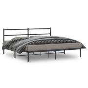 vidaXL Sängram med huvudgavel metall svart 200x200 cm