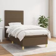 vidaXL Ramsäng med madrass mörkbrun 90x190 cm tyg