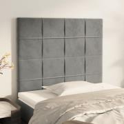 vidaXL Sänggavel ljusgrå 90x5x118/128 cm sammet