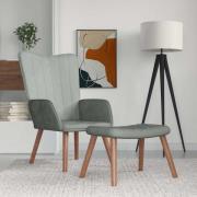 vidaXL Vilstol med fotpall ljusgrå sammet