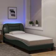 vidaXL Bed Frame with LED without Mattress "Hvar" Dark Grey 90x190 cm ...