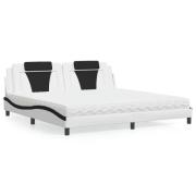 vidaXL Bed "Viana" with Mattress White and Black 200x200 cm Faux Leath...