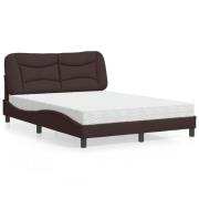 vidaXL Bed with Mattress "Hvar" Dark Brown 140x190 cm Fabric