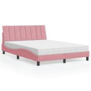 vidaXL Bed with Mattress "Hanko" Pink 140x200 cm Velvet