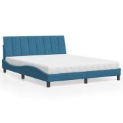 vidaXL Bed with Mattress "Hanko" Blue 160x200 cm Velvet