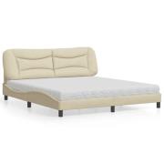 vidaXL Bed with Mattress "Hvar" Cream 180x200 cm Fabric