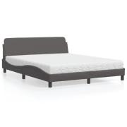vidaXL Bed with Mattress "Dover" Grey 160x200 cm Faux Leather