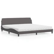 vidaXL Bed with Mattress "Dover" Grey 200x200 cm Faux Leather