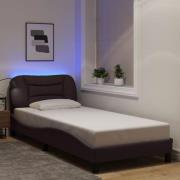 vidaXL Bed Frame with LED without Mattress "Hvar" Dark Brown 90x200 cm...