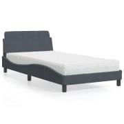 vidaXL Bed with Mattress "Dover" Dark Grey 100x200 cm Velvet