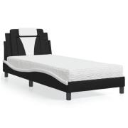 vidaXL Bed "Viana" with Mattress Black and White 90x200 cm Faux Leathe...