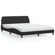 vidaXL Bed with Mattress "Dover" Black 160x200 cm Faux Leather
