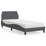 vidaXL Bed with Mattress "Dover" Dark Grey 90x190 cm Velvet