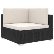 vidaXL Hörnsits till modulsoffa 1 st med dynor konstrotting svart