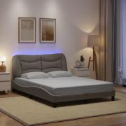 vidaXL Bed Frame with LED without Mattress "Hvar" Taupe 120x200 cm Fab...