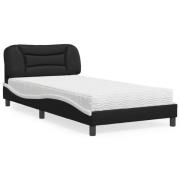 vidaXL Bed with Mattress "Hvar" Black and White 100x200 cm Faux Leathe...