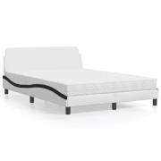 vidaXL Bed with Mattress "Dover" White and Black 120x200 cm Faux Leath...