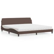 vidaXL Bed with Mattress "Dover" Brown 200x200 cm Faux Leather