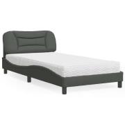 vidaXL Bed with Mattress "Hvar" Dark Grey 100x200 cm Fabric