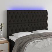 vidaXL Sänggavel LED svart 160x7x118/128 cm tyg