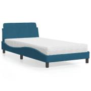 vidaXL Bed with Mattress "Dover" Blue 100x200 cm Velvet