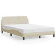 vidaXL Bed with Mattress "Dover" Cream 120x200 cm Fabric