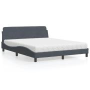 vidaXL Bed with Mattress "Dover" Dark Grey 160x200 cm Velvet