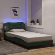 vidaXL Bed Frame with LED without Mattress "Hvar" Dark Grey 100x200 cm...