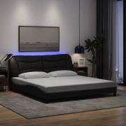 vidaXL Bed Frame with LED without Mattress "Hvar" Black 180x200 cm Fab...