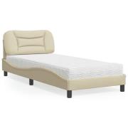 vidaXL Bed with Mattress "Hvar" Cream 80x200 cm Fabric