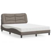 vidaXL Bed with Mattress "Hvar" Taupe 140x190 cm Fabric