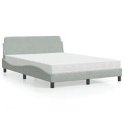 vidaXL Bed with Mattress "Dover" Light Grey 140x190 cm Velvet