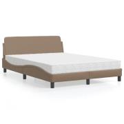 vidaXL Bed with Mattress "Dover" Cappuccino 140x190 cm Faux Leather