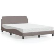 vidaXL Bed with Mattress "Dover" Taupe 140x200 cm Fabric