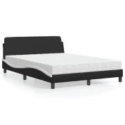 vidaXL Bed with Mattress "Dover" Black and White 140x200 cm Faux Leath...