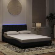 vidaXL Bed Frame with LED without Mattress "Hanko" Black 140x200 cm Ve...