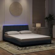 vidaXL Bed Frame with LED without Mattress "Hanko" Dark Grey 160x200 c...