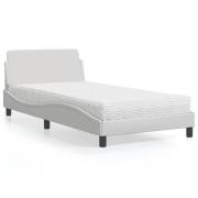 vidaXL Bed with Mattress "Dover" White 100x200 cm Faux Leather