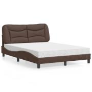 vidaXL Bed with Mattress "Hvar" Brown 140x200 cm Faux Leather