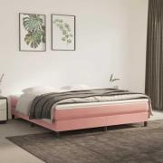 vidaXL Pocketresårmadrass rosa 160x210x20 cm sammet