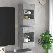 vidaXL Nástenné skrinky s LED osvetlením pre TV 2 st betonggrå 40x30x6...