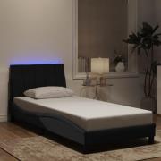vidaXL Bed Frame with LED without Mattress "Hanko" Black 90x200 cm Vel...